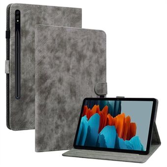 Til Samsung Galaxy Tab S7 / S8 Anti-Drop TPU+PU Læder Cover Sødt Tiger Mønster Trykt Etui Stødsikkert Automatisk Vågne / Søvn Tablet Beskytter med Stativ / Kortholder.