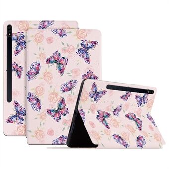 Til Samsung Galaxy Tab S7 / Tab S8 Anti-drop Folio Flip Cover Sommerfugletrykt PU Læder Tablet Etui Automatisk Våge / Søvn Stand Etui