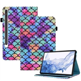 Til Samsung Galaxy Tab S8 X700 / X706 (2022) / Tab S7 T870 / T875 (2020) Mønsterprint Tablet Stativetui med elastikbånd