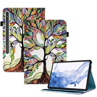 Til Samsung Galaxy Tab S8 X700 / X706 (2022) / Tab S7 T870 / T875 (2020) Mønsterprint Tablet Stand Case med elastikbånd