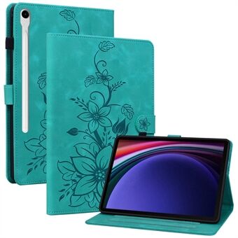 For Samsung Galaxy Tab S9 / Tab S7 / Tab S8 etui, PU læder + TPU Lily Flower Tablet Stand Shell