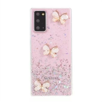 3D Butterfly Rhinestone Decor Epoxy TPU Taske til Samsung Galaxy Note20 Ultra / Note20 Ultra 5G