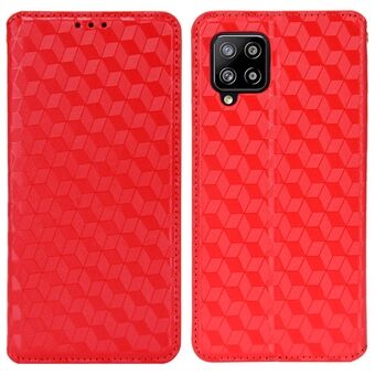 3D Rhombus mønster påtrykt faldbeskyttelse telefoncover Magnetisk autolukkende PU læder beskyttelsescover med Stand tegnebog til Samsung Galaxy A42 5G/M42 5G