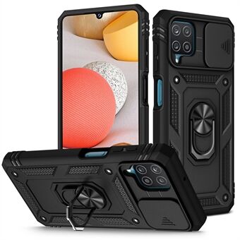 Til Samsung Galaxy A42 5G telefoncover Ring Kickstand Multiple Protection Mobiltelefonetui Kortholder med glidende kameralåg