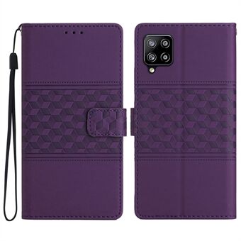 Til Samsung Galaxy A42 5G PU Læder Flip Wallet Cover Skin-touch Feeling Retro præget mønster Stand Slidbestandigt telefoncover med rem