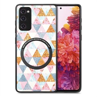 Til Samsung Galaxy S20 FE 4G / FE 5G / S20 Lite / S20 FE 2022 PC+TPU+PU Læder Slim Cover Metal Ring Mønster Udskrivning Telefon Taske