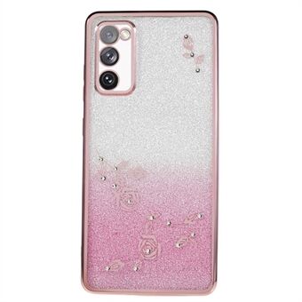 Til Samsung Galaxy S20 FE / FE 5G / FE 2022 / S20 Lite Rhinestone Gradient Glitter TPU etui med blomstermønster telefoncover