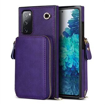 Til Samsung Galaxy S20 FE 4G / S20 FE 5G / S20 Lite / S20 FE 2022 taske med lynlås og pung funktionalitet TPU+PU crossbody telefon cover.