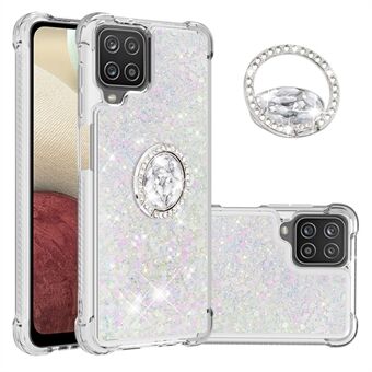 Glitter pailletter Quicksand stødabsorberet TPU-telefonbeskyttelsesskal med Ring til Samsung Galaxy A12/M12