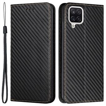 All-round beskyttelse Carbon Fiber Texture Autoabsorberet læder telefoncover til Samsung Galaxy A12