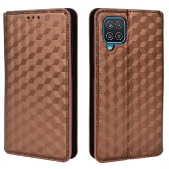 3D Rhombus -prægning Stilfuldt velbeskyttet lædertelefontaske Stand Wallet Cover til Samsung Galaxy A12/A12 Nacho