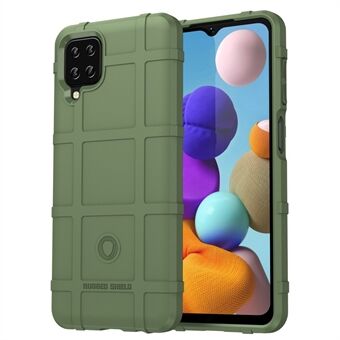 Til Galaxy A12 Nacho 4G / A12 / M12 / F12 Robust firkantet gitter Anti-slip cover fortykket TPU bufferbeskyttelse bagcover