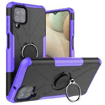 Anti-drop telefoncover til Samsung Galaxy A12 stødsikker etui PC + TPU telefoncover med justerbar Ring