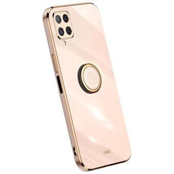 XINLI Back Shell til Samsung Galaxy A12, galvanisering Golden Edge Ring Kickstand Case Blødt TPU cover