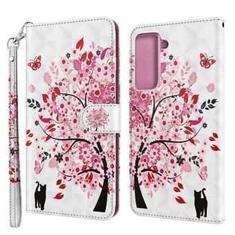 Light Spot Decor Pattern Printing Wallet Stand Læder Telefon Cover med rem til Samsung Galaxy S21 5G