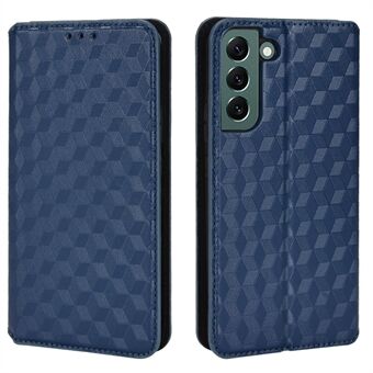 Prægning af Rhombus læder telefon-etui til Samsung Galaxy S21 4G/5G, pung-stander med magnetisk auto-absorberende cover.