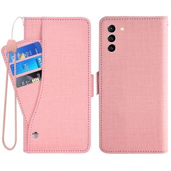 Til Samsung Galaxy S21+ 5G Jean Cloth Texture Stand Wallet Case PU-læder + TPU-telefoncover med roterende kortplads