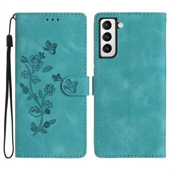 Til Samsung Galaxy S21+ 5G PU Læder Pung Etui Stand Flower Imprint Smartphone Cover