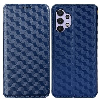 Stand tegnebog etui prægning 3D Rhombus mønster magnetisk auto lukning læder telefoncover til Samsung Galaxy A32 5G/M32 5G