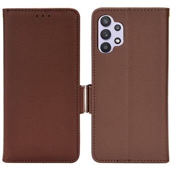 PU læder telefoncover dobbelt magnetisk lås Litchi Texture Stand Pung Etui Beskytter til Samsung Galaxy A32 5G/M32 5G