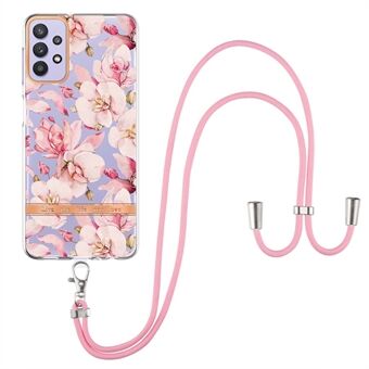 Til Samsung Galaxy A32 5G/M32 5G YB IMD-9 Series Elektroplettering Stilfuldt blomstermønster IMD-etui Blødt TPU stødsikkert telefoncover med snor