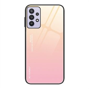 Til Samsung Galaxy A32 5G/M32 5G Stilfuld gradient farvetelefoncover Hærdet glas + PC + TPU beskyttelsescover