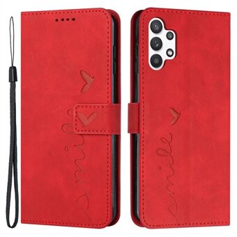 Til Samsung Galaxy A32 5G/M32 5G Skin-touch pung telefon etui PU læder Stand prægning hjerte form beskyttende cover