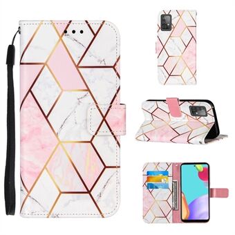 Pung etui design med marmor mønster og sammensætning i TPU + PU læder til Samsung Galaxy A52 4G/5G / A52s 5G - Pink