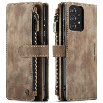 CASEME C30 Series All-round stødsikker PU læder tegnebogscover med 10 kortpladser og lynlåslomme til Samsung Galaxy A52s 5G/A52 4G/5G