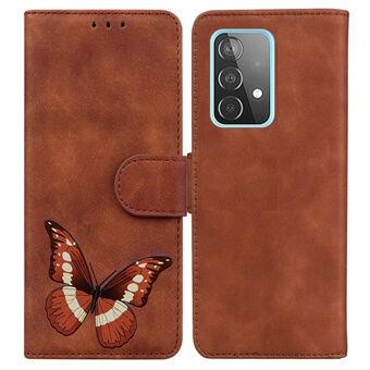 Skin-touch Big Butterfly Printing Telefon Stødsikkert anti-drop cover PU læderetui med Stand til Samsung Galaxy A52 5G/A52 4G/A52s 5G