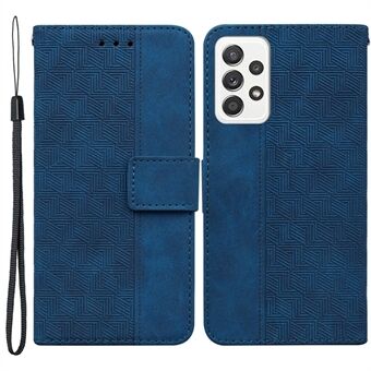 Til Samsung Galaxy A52 4G/5G/A52s 5G mobiltelefon etui Geometri præget PU læder Stand beskyttende cover