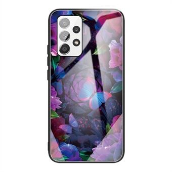 HD-mønsterudskrivning Hårdt hærdet glasbagside TPU stødsikker kofangerbeskyttelsescover til Samsung Galaxy A32 4G (EU-version)