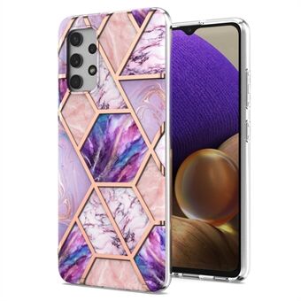 [Understøtte trådløs opladning] Marmormønsterudskrivning IMD galvanisering, blød TPU-telefoncover til Samsung Galaxy A32 4G (EU-version)