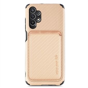 Til Samsung Galaxy A32 4G (EU-version) Kulfibertekstur Drop-sikker telefoncover Aftagelig magnetkortholder Design PU-læder + TPU + PVC-skal