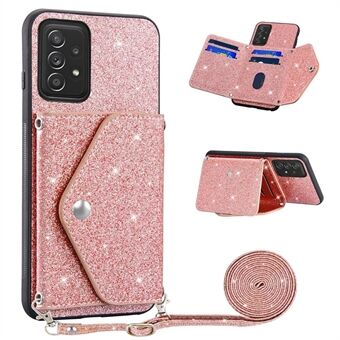 Til Samsung Galaxy A32 4G (EU-version) Kickstand Kortholder Telefon Case PU Læder+TPU Støvtæt telefonskal