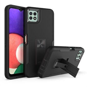 Til Samsung Galaxy A22 5G (EU-version) Kickstand telefonetui, hård pc + blødt TPU anti-drop cover med bilmonteret metalplade