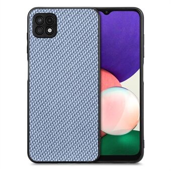 Til Samsung Galaxy A22 5G (EU-version) Anti-ridse Carbon Fiber Texture telefoncover PU lædercoated PC+TPU Anti-drop mobiltelefon cover