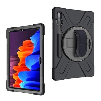 Til Samsung Galaxy Tab S7+ / S8+ T970 / X800 / S7FE T730 / S9 + X810 / S9 FE+ X610 360° roterbar fodstøtte PC + silikone tablet-etui.