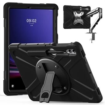 Til Samsung Galaxy Tab S9 FE+ X610 / S9+ X810 / S8+ X800 / S7 FE T730 / S7+ T970 Cover Kickstand PC+Silikone Tablet Cover