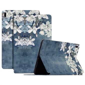 Til Samsung Galaxy Tab S7 FE / S7 Plus SM-T970 / S8 Plus All-around beskyttelse Blomstermønster trykt tablettaske Anti-fald læder + TPU cover med Stand