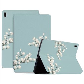 Til Samsung Galaxy Tab S7 FE / S7 Plus SM-T970 / S8 Plus All-around beskyttelse Blomstermønster trykt tablettaske Anti-fald læder + TPU cover med Stand