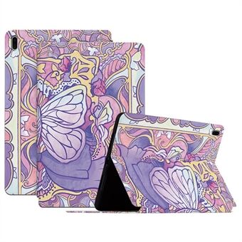 Til Samsung Galaxy Tab S7 FE / Tab S7 Plus / Tab S8+ Stødsikker etui Butterfly-trykt PU-læder tabletcover Beskyttende Stand -etui med autovågning/søvn