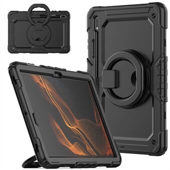 Til Samsung Galaxy Tab S8+ / Tab S7 Plus T970 / T975 (2020) / Tab S7 FE (2021) Anti-Drop Tablet Case Hard PC + Silikone Case med skulderrem / Kickstand