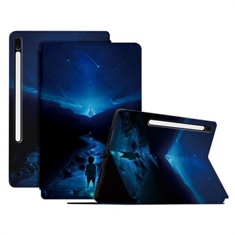 Til Samsung Galaxy Tab S7 FE / Tab S7 Plus / Tab S8+ Etui mønster udskrivning PU læder flip cover med Stand