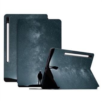 Til Samsung Galaxy Tab S7 FE / Tab S7 Plus / Tab S8+ Etui mønster udskrivning PU læder flip cover med Stand