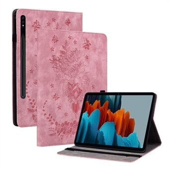 Til Samsung Galaxy Tab S7+ / S7 FE / S8+ påtrykt cover med penneholder PU- Stand tabletetui