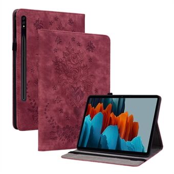 Til Samsung Galaxy Tab S7+ / S7 FE / S8+ påtrykt cover med penneholder PU- Stand tabletetui