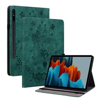 Til Samsung Galaxy Tab S7+ / S7 FE / S8+ påtrykt cover med penneholder PU- Stand tabletetui