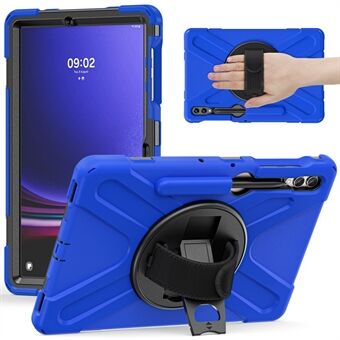 Til Samsung Galaxy Tab S7+ / S8+ / S9+ / S7 FE Håndledsrem Tablet Etui Anti-ridse PC+Silikone Stativ-cover