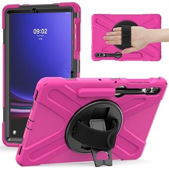 Til Samsung Galaxy Tab S7+ / S8+ / S9+ / S7 FE Håndledsrem Tablet-etui Anti-ridse PC+Silikone Stativ-cover